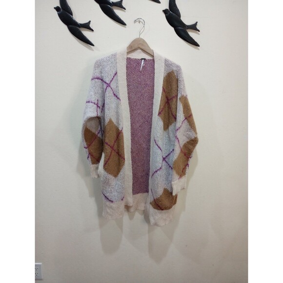 NWOT! Free People Argyle Avenue Oversized Maxi Open Front Cardigan - XS - Picture 7 of 12